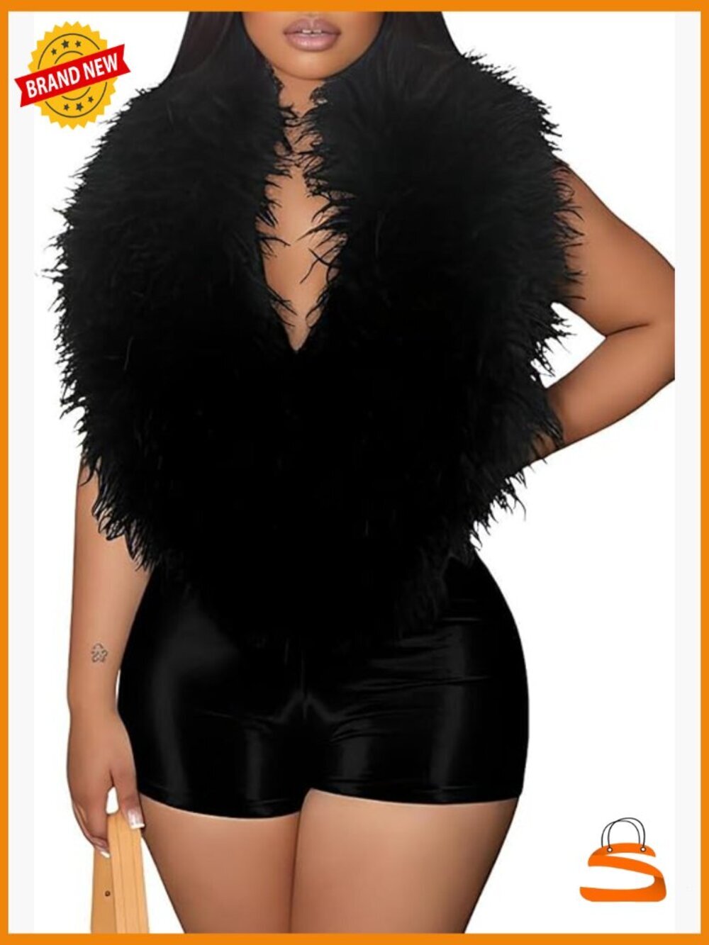 Sexy Halter Feather Romper - Sleeveless Short Jumpsuit Night Out Clubwear